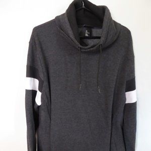 H & M BRAND GRAY BLACK WHITE LONG SLEEVE PULL OVER SWEATSHIRT (L) PRE-OWNED